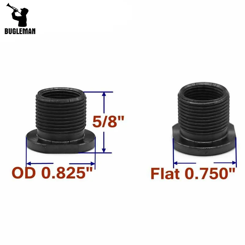 

Переходник Bugleman из алюминиевого сплава со стальным намордником, преобразующий 1/2x28 до 5/8x24, входит в комплект