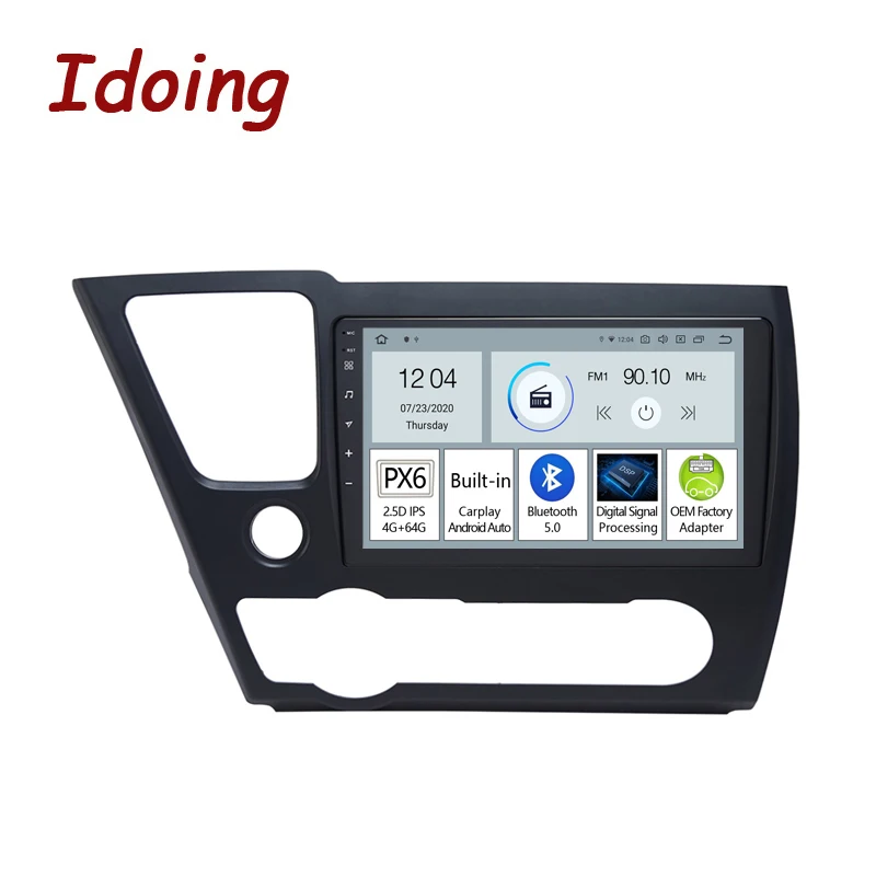 

Idoing 9 "PX6 Android автомобильный Радио мультимедийный плеер для Honda Civic 9 дюймов 2013-2016 GPS навигация Carplay Auto Bluetooth5.0