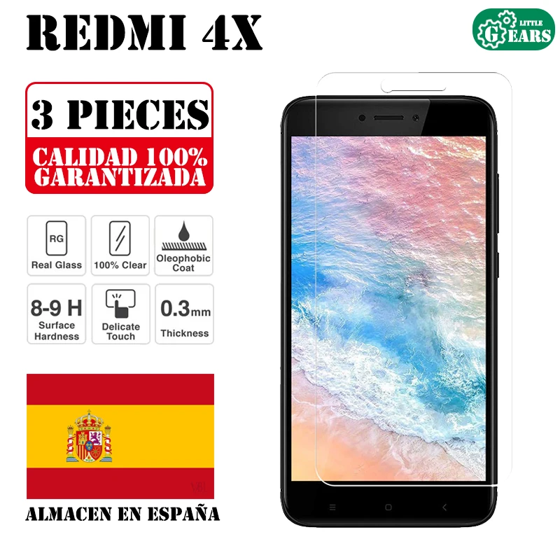 Комплект из 3 предметов для Xiaomi Redmi 4x защита экрана закаленного стекла