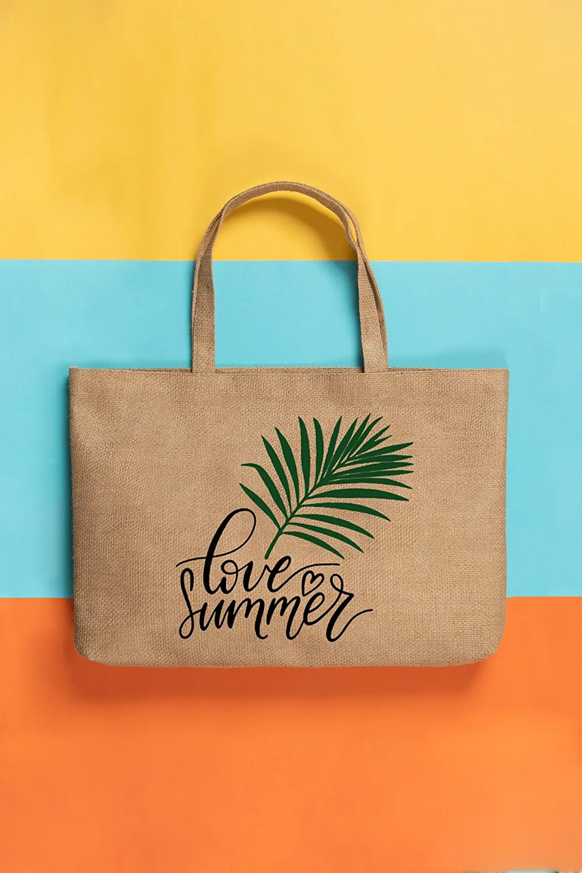 

Ocean Home Love Summer Printed Jute Bag