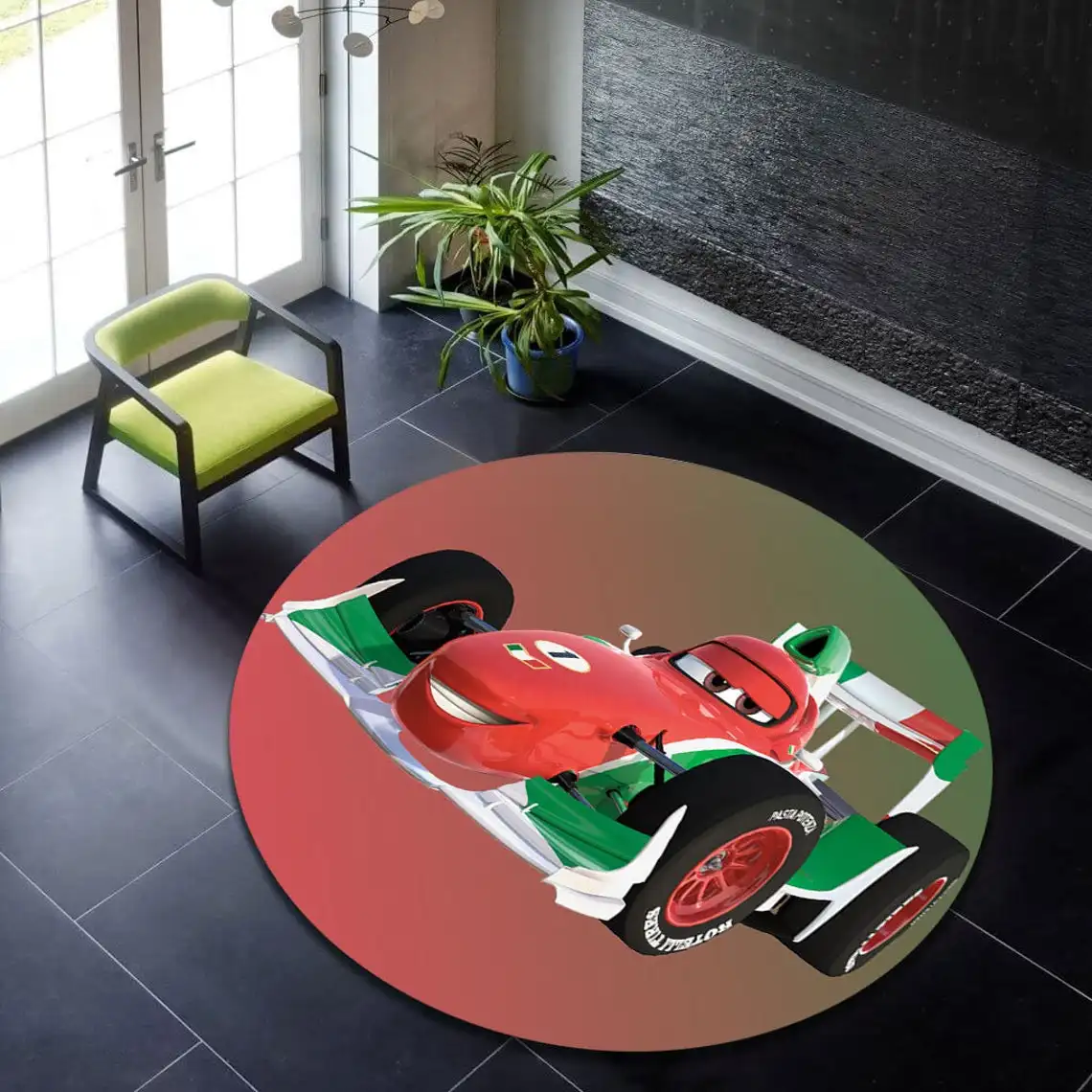 

Lightning Pattern Round Rug, Mcqueen6 Round Carpet, Circle Area Rug, Modern Round Carpet, Popular Rug, Rug, Home Decoration