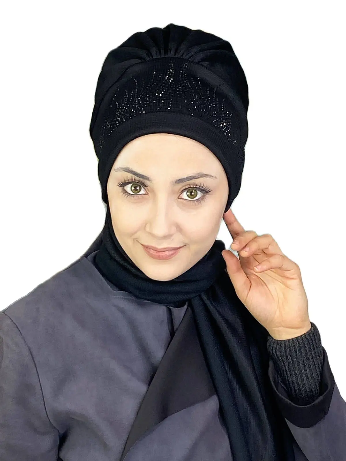 

Black Stone Printed Bone New Fashion Islamic Muslim Women Scarf 2021 Trend Hijab Which Are Immediately Ready-to-Wear Hat Beanie Koton scarf