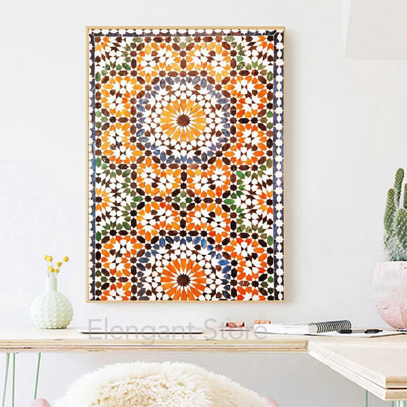 Марокканская настенная Картина на холсте мозаика восточные арабские плакаты и
