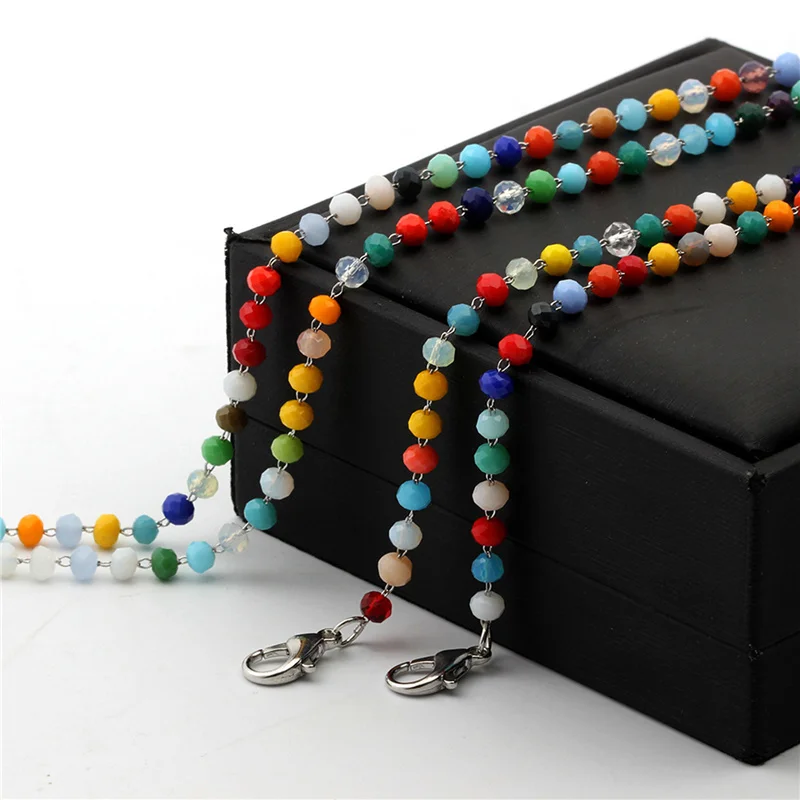 

Mask Storage Chain Holders Handmade Beaded Millet Pearl Mask Drawstring Necklace Glasses Chain Outside Mask Hanging Rope