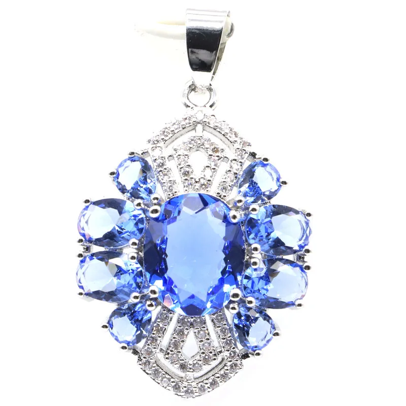 46x24 мм Новый Statement Jewelry Набор насыщенный Синий Фиолетовый Танзанит циркон женские