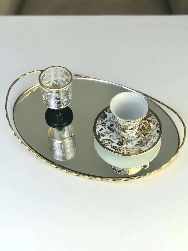 Лоток для хранения Золотой Круглый круглый роскошный стеклянный металлический