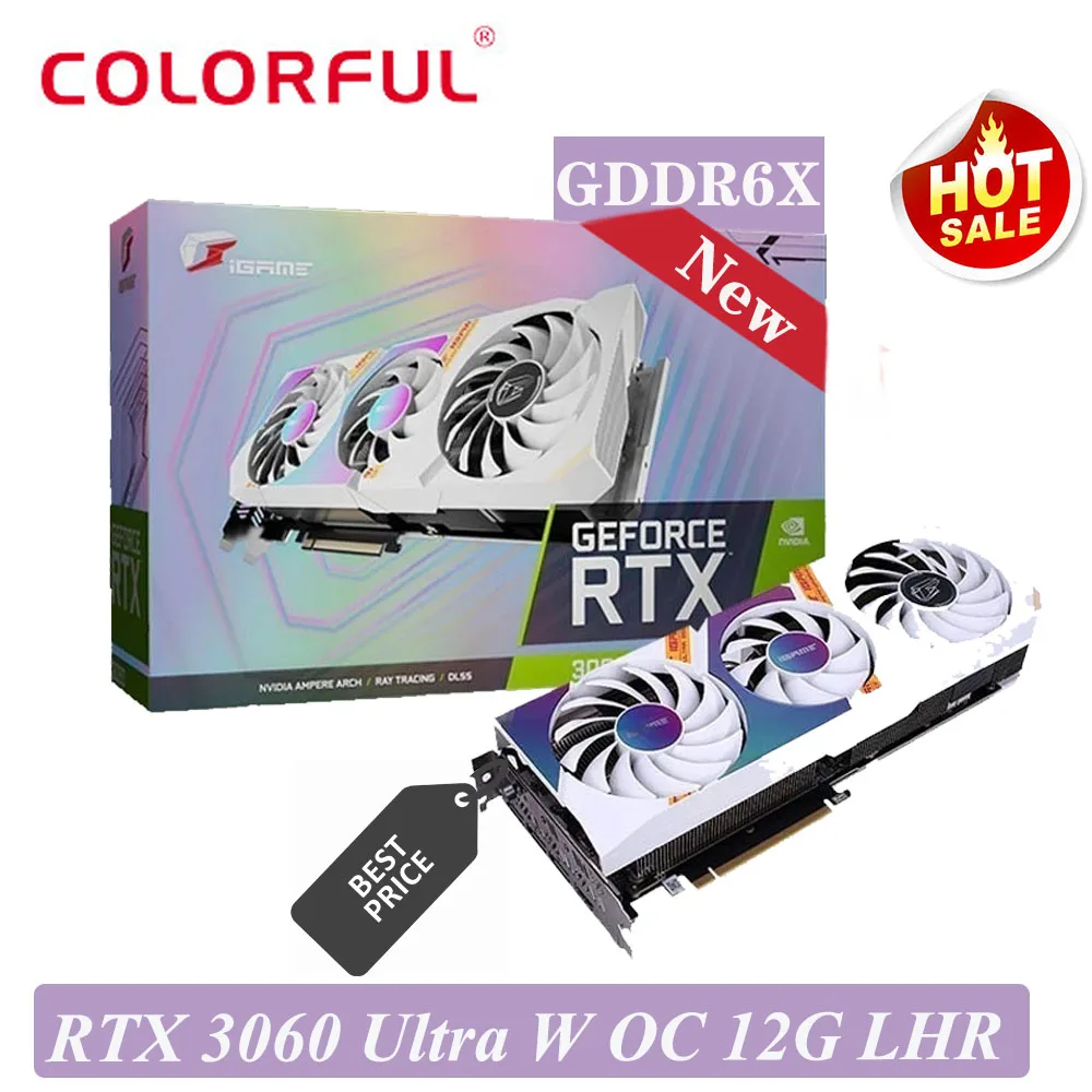 

GDDR6 Colorful Raphic Card iGame GeForce RTX 3060 Ultra W OC 12G LHR Graphics Cards 12GB l PCI-E 4.0 GPU RTX 3060 New Video Card