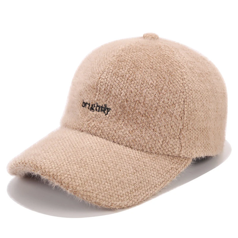 Hat Female Autumn Winter Woolen Warm Baseball Cap Student Couple Casual Letter Embroidery Cap All-match Gifts a127