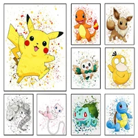 pok%c3%a9mon watercolor posters and prints for kids bedroom anime character pikachu fire dragon canvas painting wall art home decor