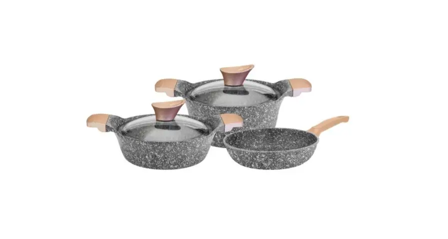 

Mediterranean Amethyst Bakelite Handle Casting Cookware Set DELICIOUS DISHES