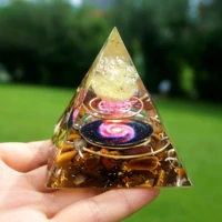 galaxy vision orgonite pyramid citrine crystal sphere with tiger eye natural stone aluminum shavings orgone energy healing reiki