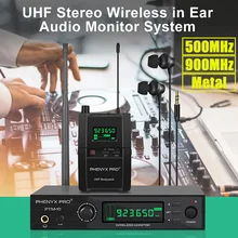 Phenyx Pro In Ear Monitor Wireless System UHF Stereo Audio Transmitter and Bodypack Receiver 900MHz/500MHz Metal PTM-10