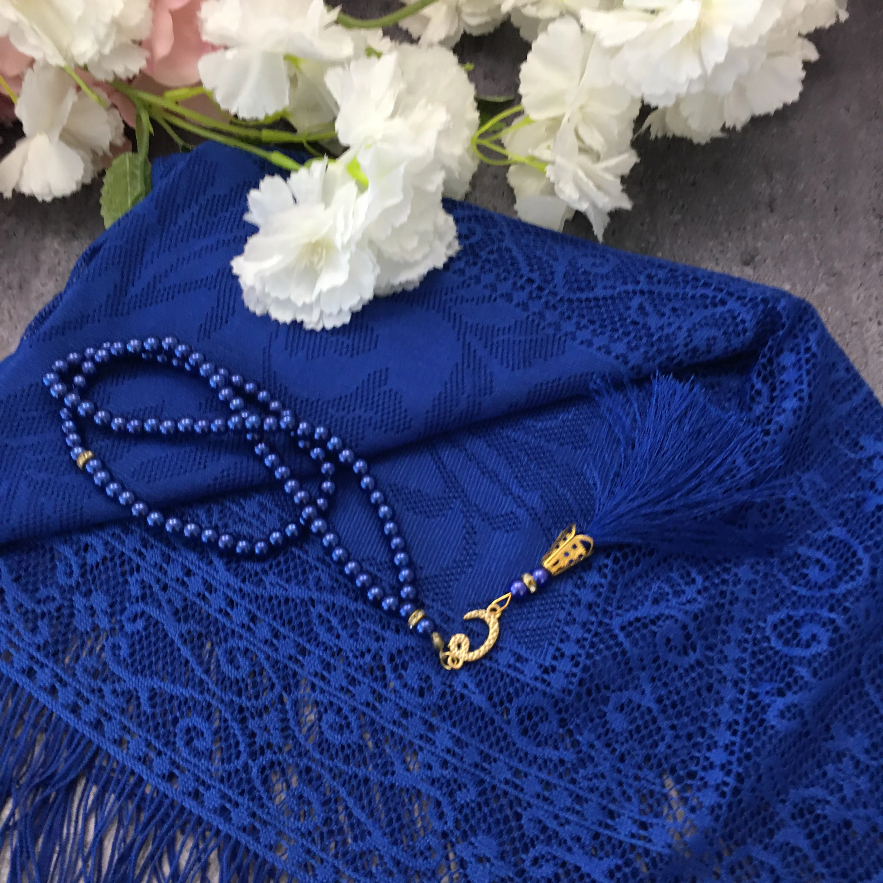 

Dark Blue Shawl Tasbeeh Gift Set Shawls Islamic Muslim Gift Shawls for Woman Islamic gift for Mom Eid Gifts Muslim Gifts Blue