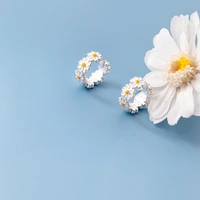korean trend daisy sun flower hoop earrings for women girls simple fashion piercings earrings bridal wedding accessories jewelry