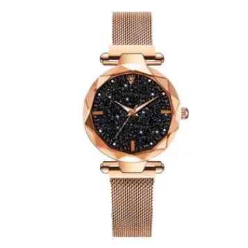rose gold Женские наручные часы Звездное небо магнитные женские часы светящиеся Роскошные водонепроницаемые женские часы для relogio feminino Reloj Mujer - Цвет: rose gold