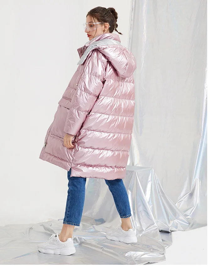 Женская модная куртка на гусином пуху Повседневная стильная с капюшоном и
