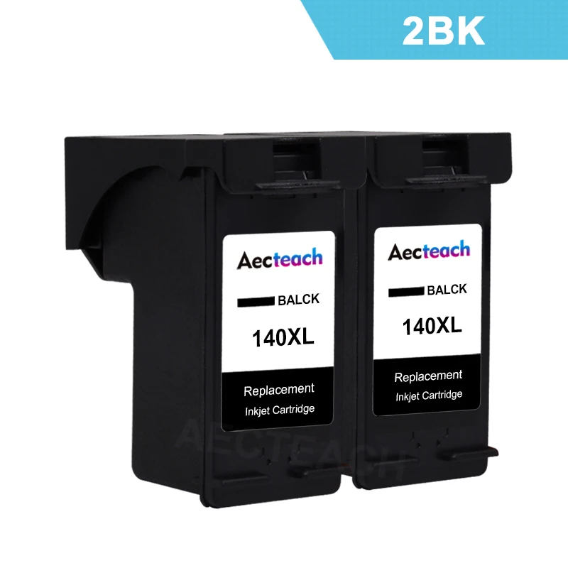 2 x Black 140XL Aecteach сменный картридж для hp 140 141 XL Photosmart C4583 C4283 C4483 C5283 D5363 Deskjet D4263 принтер - Цвет: 2 x Black 140XL