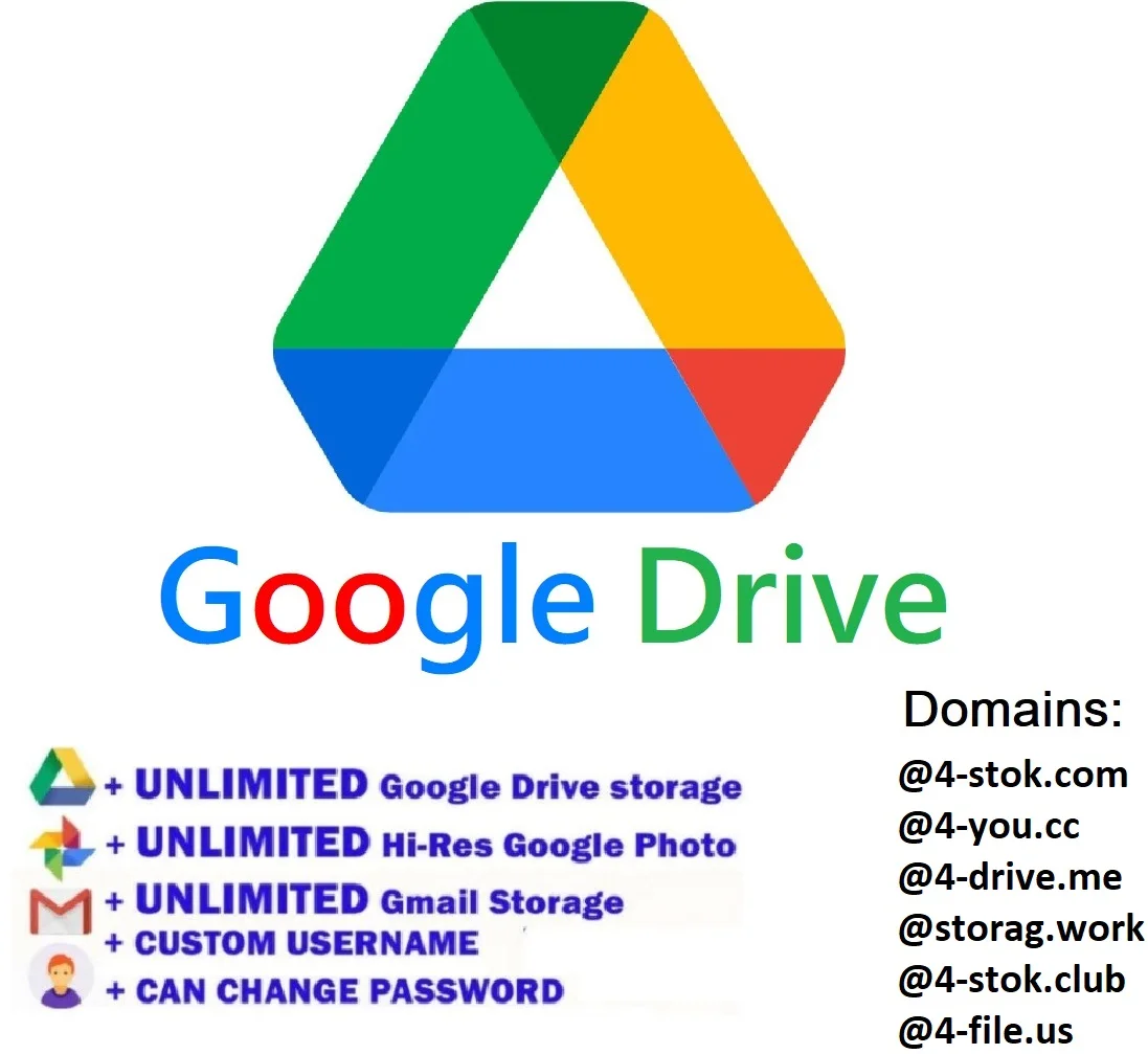 

Gsuite G00GLE Drive Unlimited Storage New Account With Custom Username Fast Delivery Worldwide Shipping