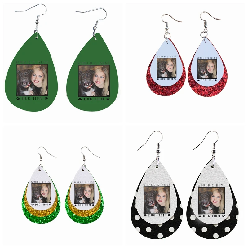 

Earrings-Custom Mother's Day Gifts Monogram World's Best Dog Mom Paw Prints Photo Earrings