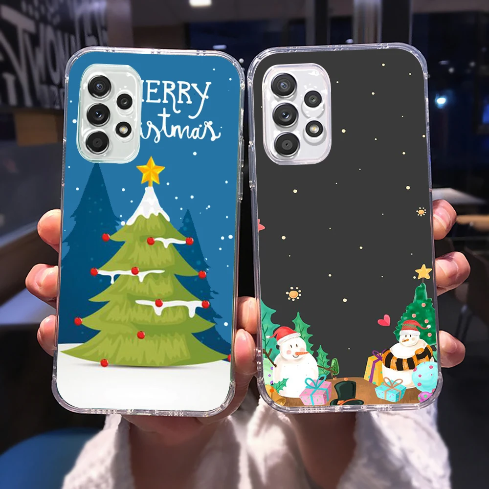

Cartoons Christmas Tree Phone Case for Samsung A 51 50 52 12 21s 31 40 70 71 note S 20 10 21 ultra plus fe clear coque shell