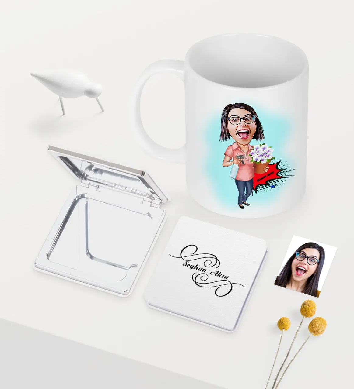 

Personalized Housewife Mother Caricature Of White Mug Mirror set-2