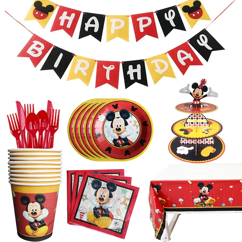 

Mickey Mouse Birthday party Disposable tableware Party Ideas for Kids favor of All mickey party supplies decorations