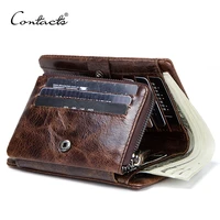 genuine leather men wallet with coin pocket vintage hasp mens wallets with card holder luxury brand short zip coin purse for men