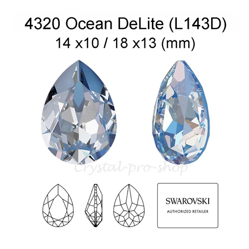 Ocean DeLite DeLite Необычные каплевидные Стразы 14x10(мм) с кристаллами Swarovski - Цвет: Ocean DeLite