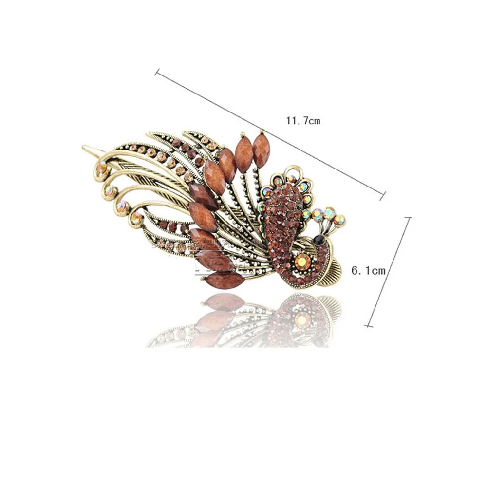 Милые Винтажные заколки для волос с кристаллами Павлина Волос Пончик Стиль