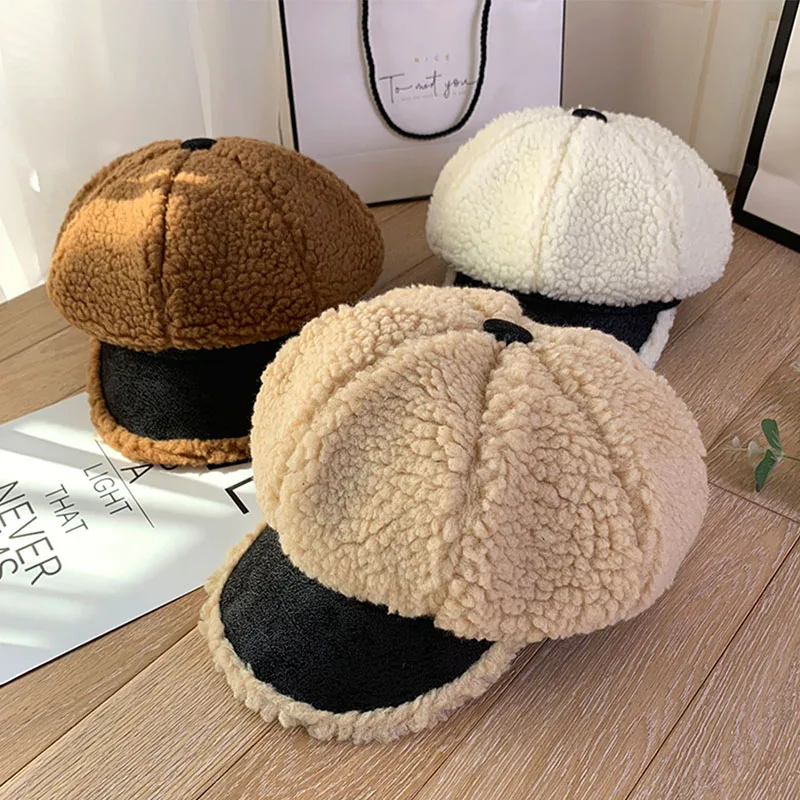 Теплая мягкая зимняя шапка для женщин бейсболка Лоскутная Регулируемая шляпа