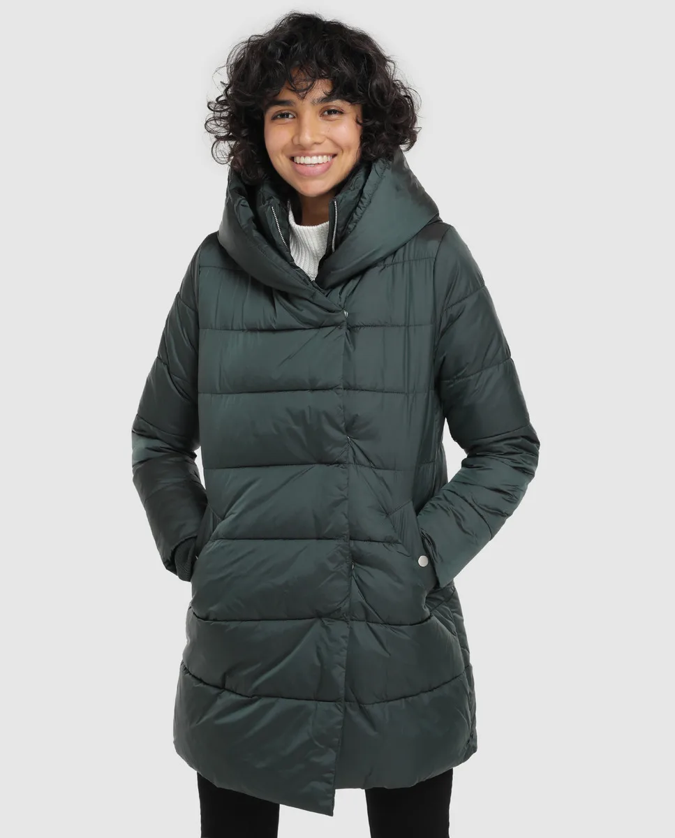 Женский пуховик с двойной горловиной и капюшоном|Жилеты безрукавки| |