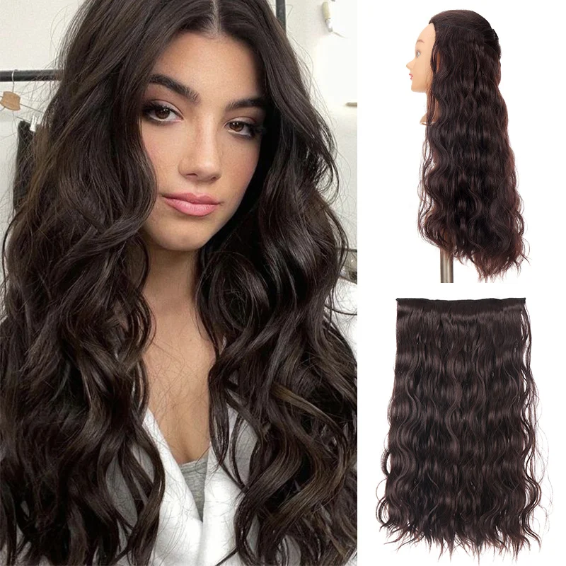 

TALANG Synthetic Long Wavy Synthetic Hair Extensions3pcs/set Clip In Hair Extensions black Thick Hairpieces