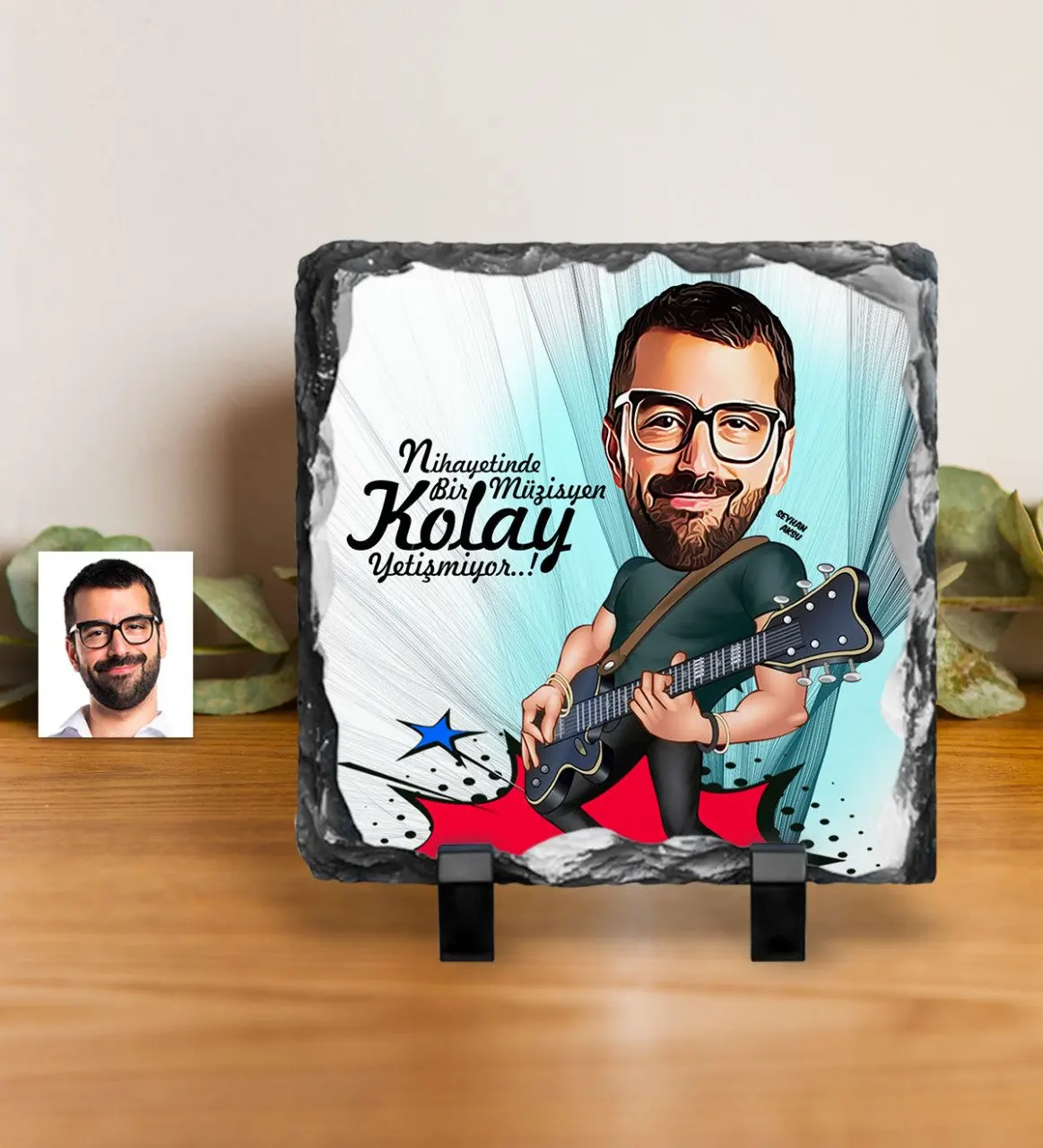 

Персональный мистер гитарист карикатура Декоративного Натурального Камня-1