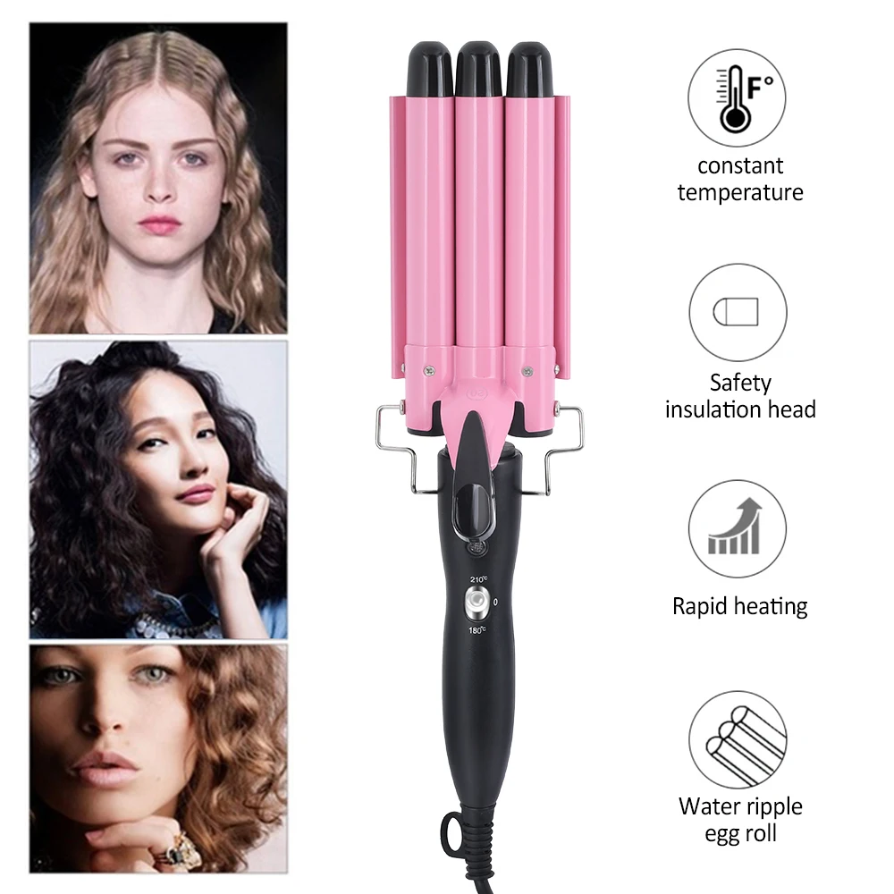 Электрическая плойка для завивки волос тройная бочка стайлер Быстрое нагревание