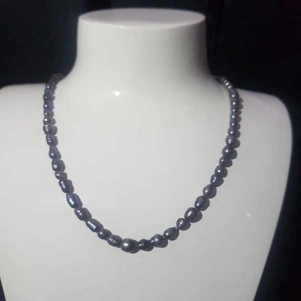 

Серебряное 925 пробы ожерелье с черным жемчугом