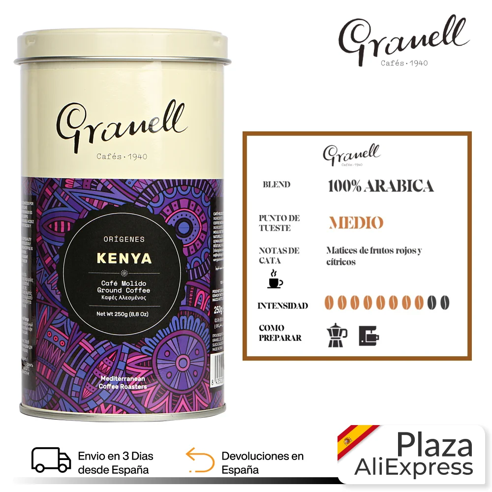 Coffee Granell Origins Kenya Ground 100% Arabica With Body intense Aroma and Pleasant Acidity-250g | Продукты
