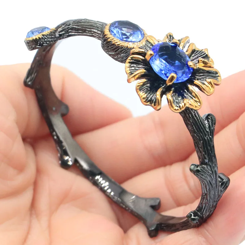 55x24 мм уникальный 33 г в готическом стиле, Женский Браслет-манжета браслет создан гранатовый родолит фиолетовый Tananite кунцит прохладный черный металл в стиле 