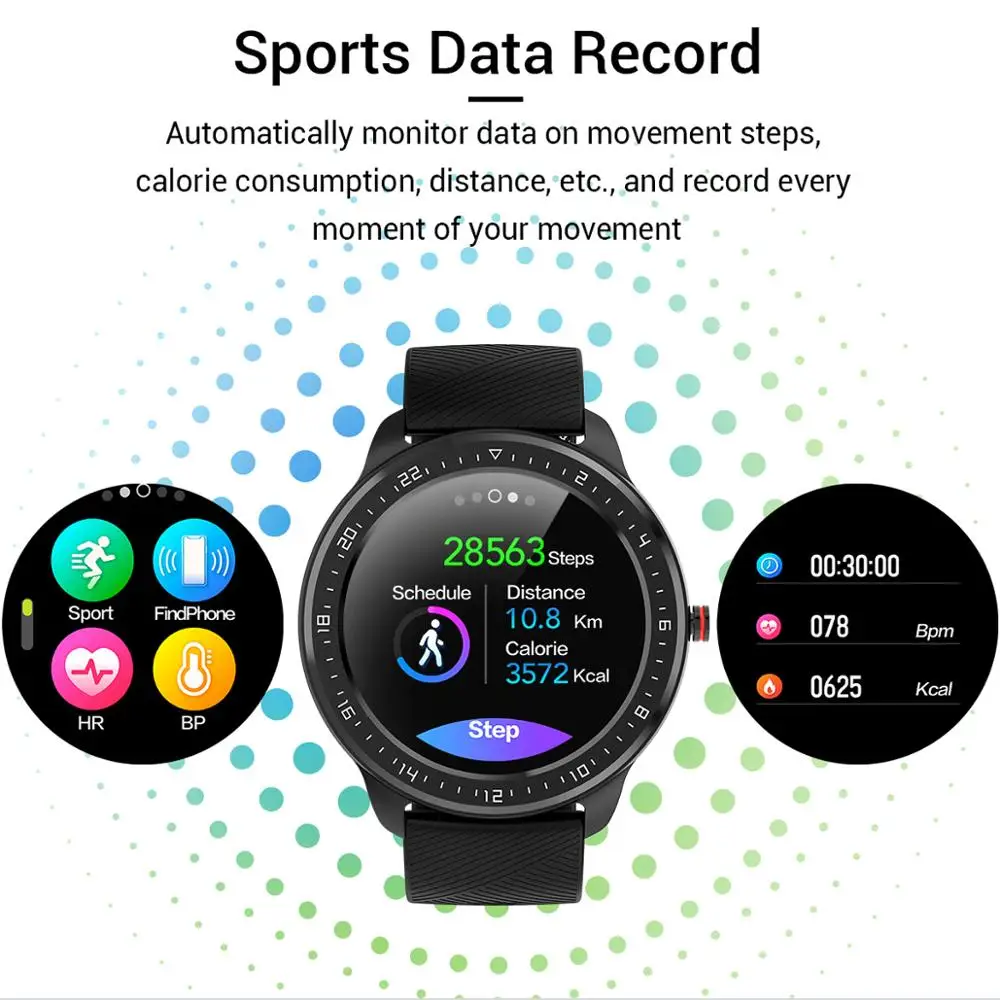 LEMDIOE полноразмерные сенсорные Смарт-часы для мужчин измерения артериального