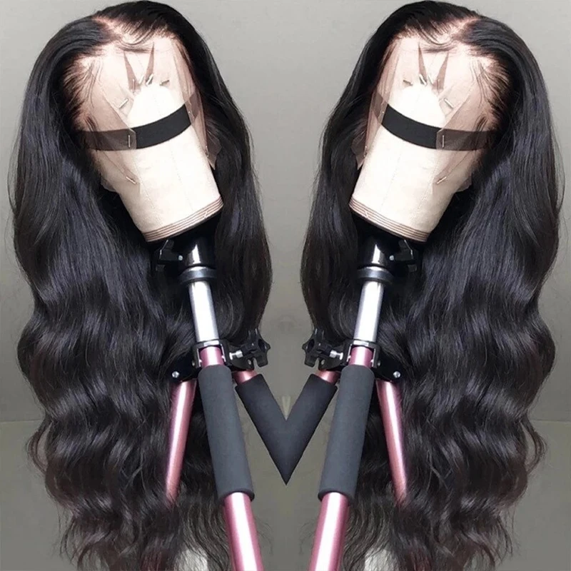 

Long Wavy Black Lace Front Wig High Density Loose Wave Synthetic Wigs Smooth Soft Body Wave Lace Frontal Wig Makeup Wigs