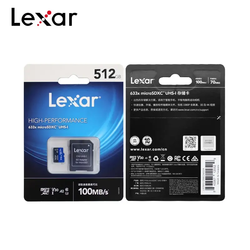 Карта памяти Lexar A2 высокоскоростная карта 512 ГБ 256 128 64 32 TF класс 10 UHS I U3 Micro SD для