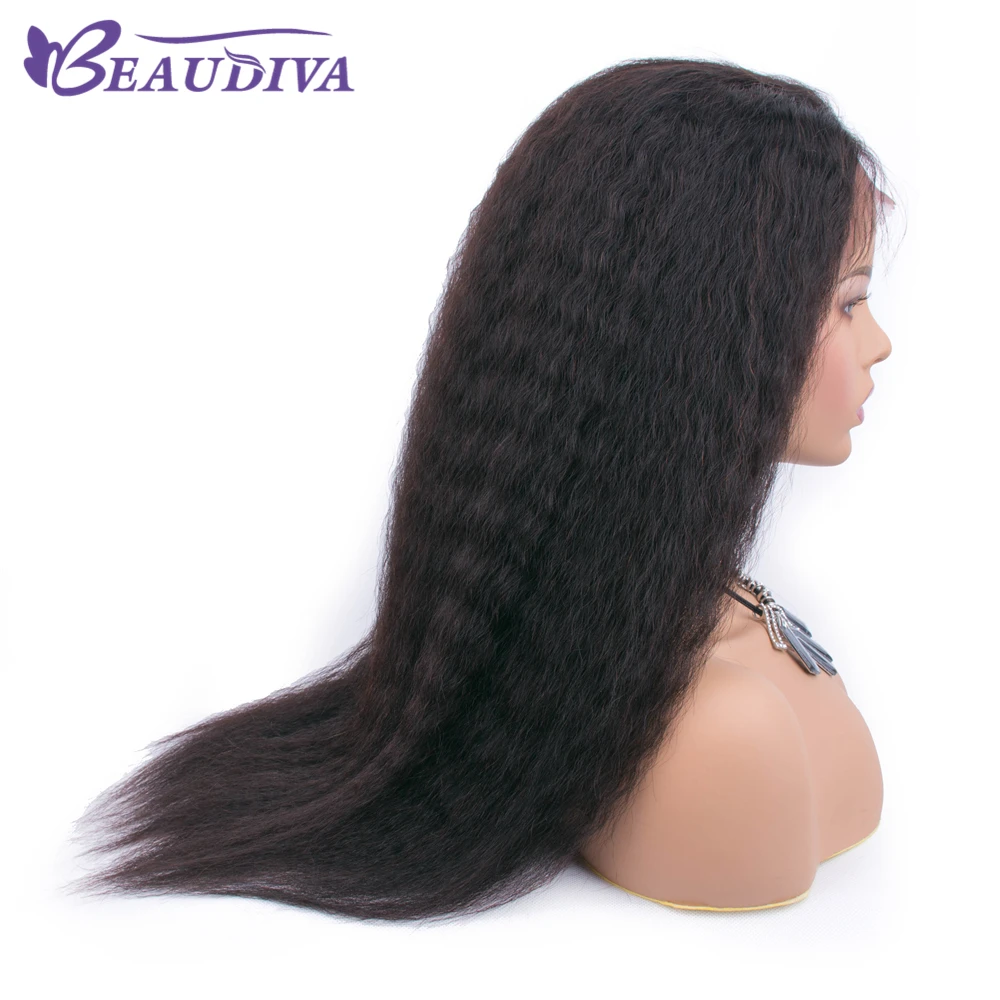 Beaudiva 13*4 фронта шнурка человеческих волос парики с детскими волосами кудрявые прямые естественные цвета бразильские кудрявые прямые волосы парики шнурка