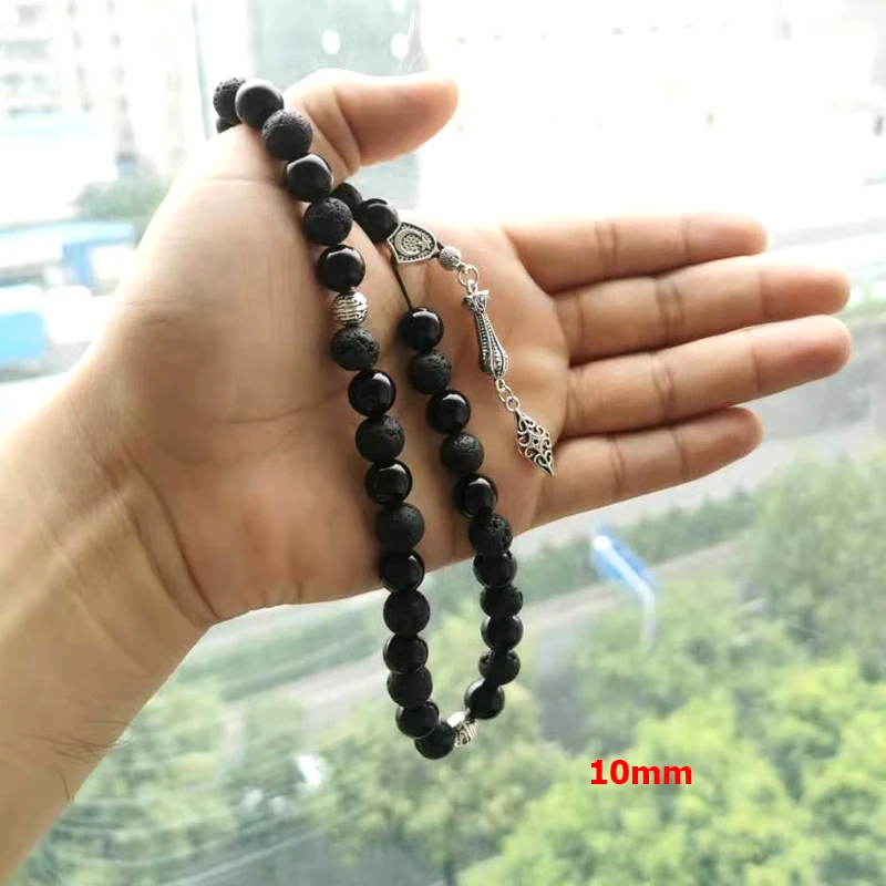 Tasbih мужской лавовый камень с черным агатом турецкий стиль мусульманский
