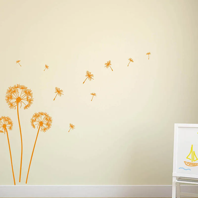 Наклейка на стену с одуванчиками Set семена одуванчика выдувание ветре настенное