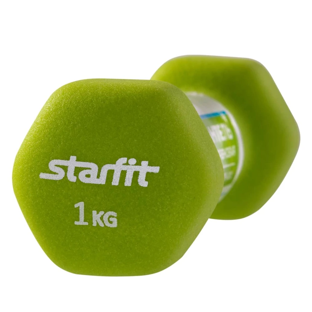 Фитнес Гантель неопреновая DB-201 1 кг салатовый 1/20 STARFIT | Спорт и развлечения