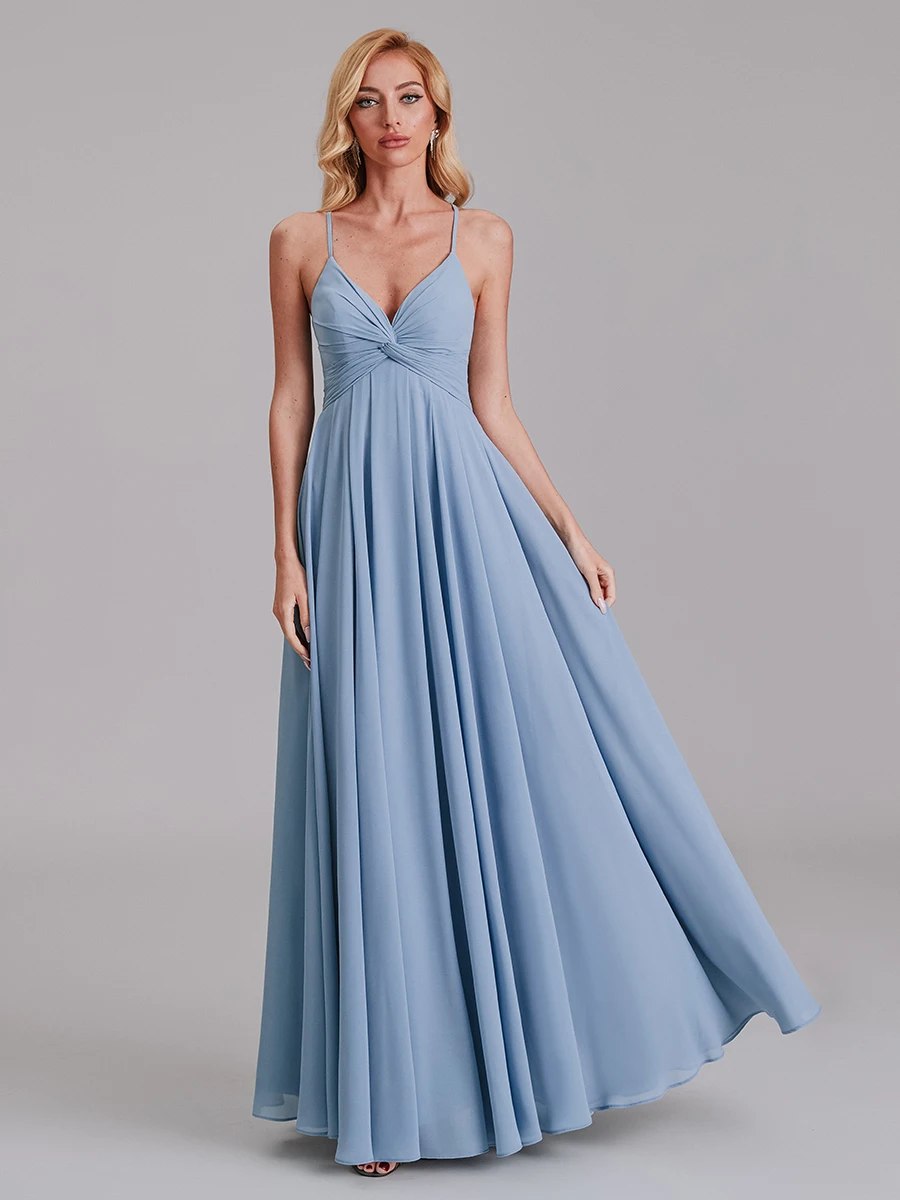 

Loyeloy Spring Blue Chiffon Bridesmaid Dresses Cross Sweetheart Formal Evening Party Gowns For Women Bride Wedding 2022