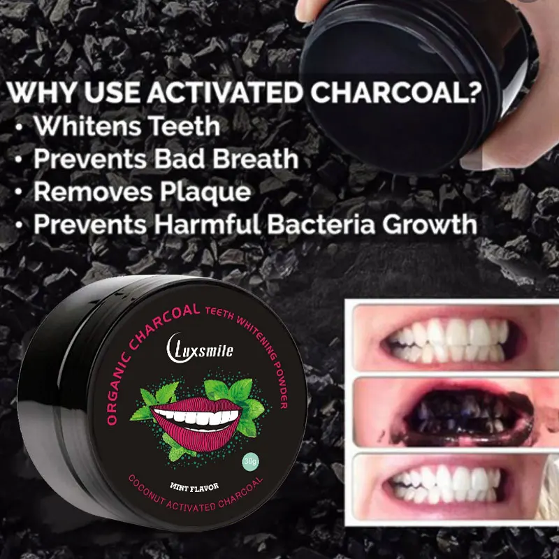 

Luxsmile Black Teeth Whitening Oral Care Charcoal Powder Natural Activated Carbon Teeth Whitening Powder Oral Hygiene Cleaning