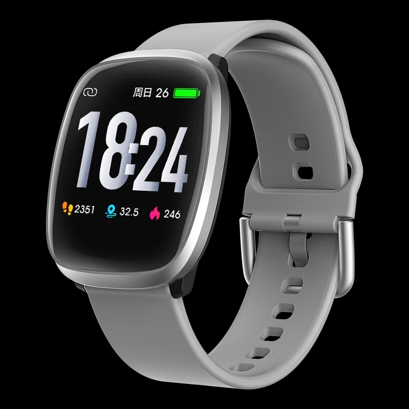 GREY Accalia E102 смарт-браслет, сообщение сердечного ритма, монитор кровяного давления, полный экран, сенсорное устройство для упражнений, смарт-браслет - Цвет: GREY