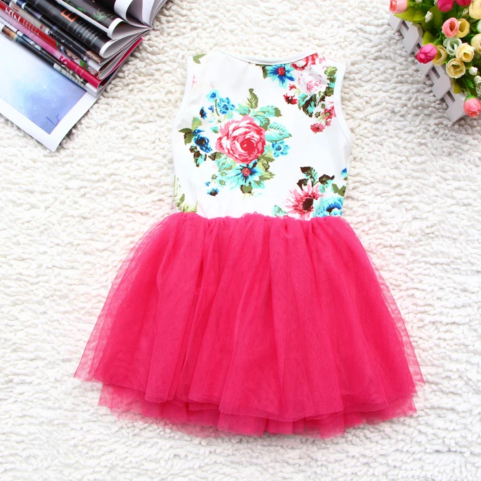 Rose red XL PUDCOCO/платье принцессы для маленьких девочек; вечерние кружевные топы с цветочным рисунком; платья-пачки для девочек; милый сарафан без рукавов - Цвет: Rose red XL