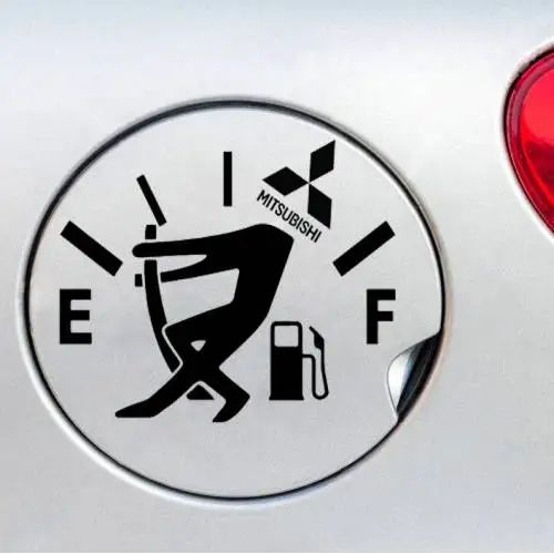 

Black/ White Funny Car Sticker Pull Fuel Tank Pointer Reflective Sticker MITSUBSH Decal Accessories for Bmw Audi Ford Focus