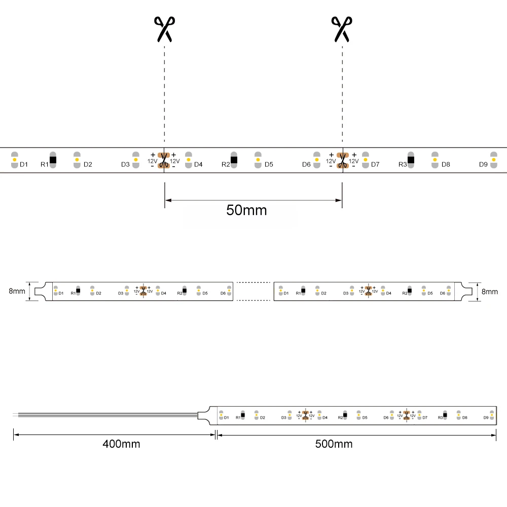 

1PCS 0.5M Warm white Stair lighting strip
